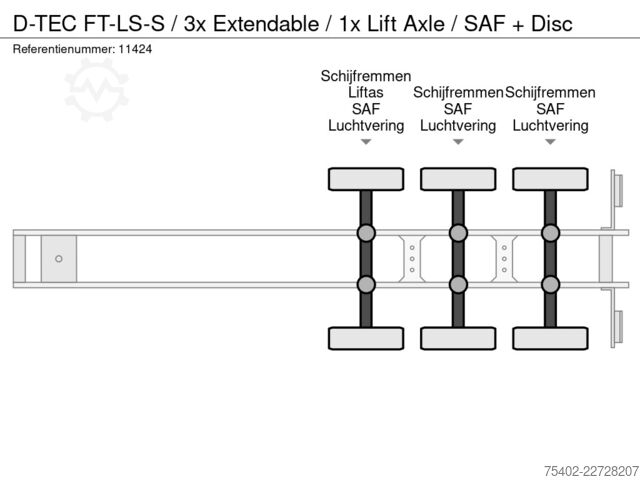 Μεταφορά εμπορευματοκιβωτίων D-TEC FT-LS-S / 3x Extendable / 1x Lift Axle / SAF + ...