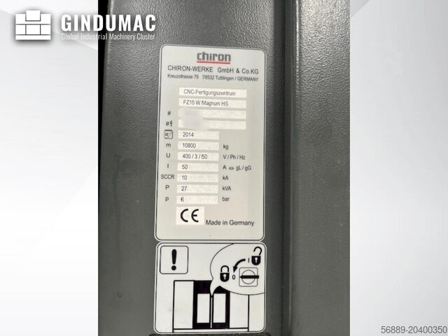 Centre d’usinage vertical CHIRON FZ 15 W Magnum HS