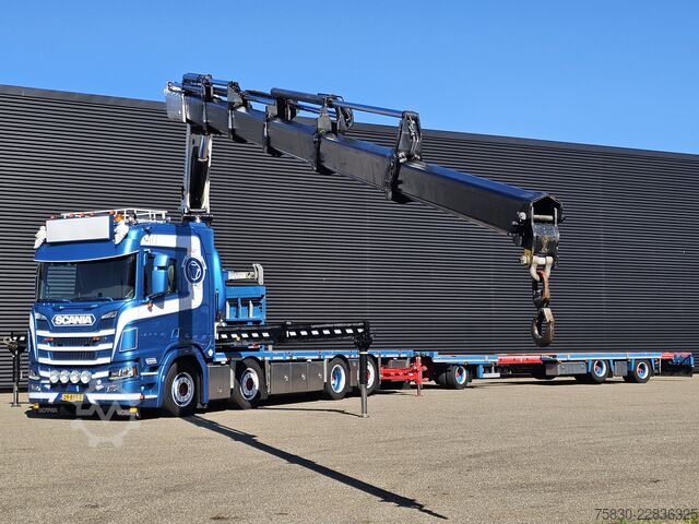 Plateau de chargement Scania R520 V8 8x2/6 / HMF 70 tm + JUMBO AANHANGER