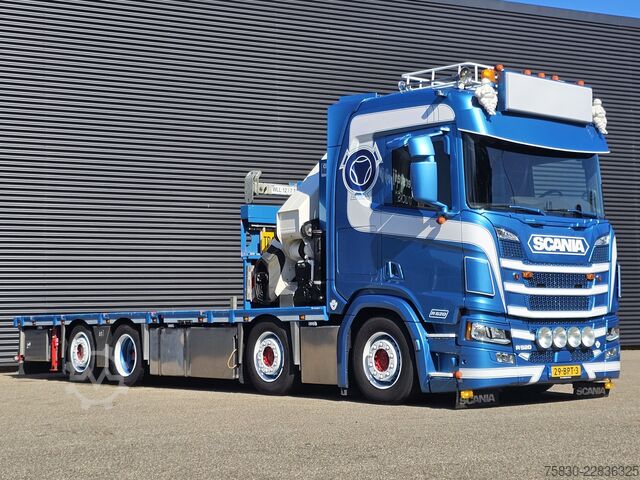 Plateau de chargement Scania R520 V8 8x2/6 / HMF 70 tm + JUMBO AANHANGER