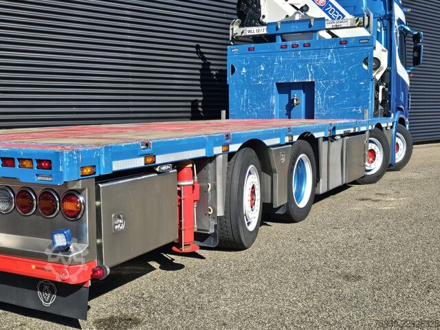 Plateau de chargement Scania R520 V8 8x2/6 / HMF 70 tm + JUMBO AANHANGER