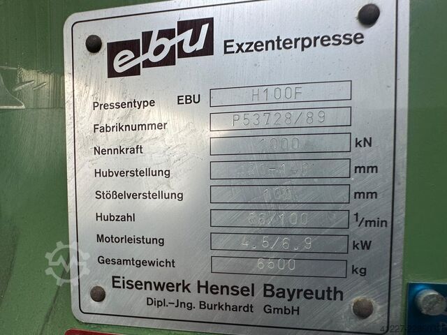 Excenterpresse 100 t EBU EBU H100F