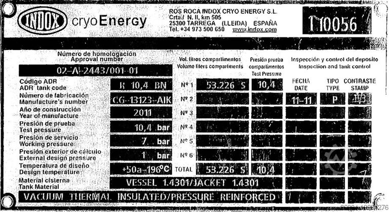 Ρυμουλκούμενο βυτιοφόρο INDOX LNG Methan Gas Cryogenic Semi-trailer