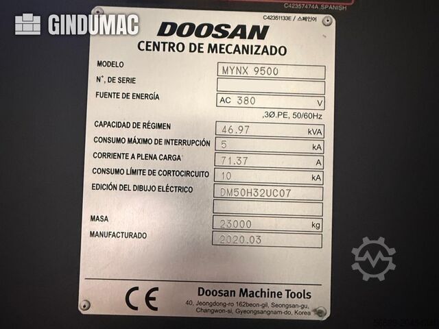 Centro de usinagem vertical DOOSAN MYNX 9500