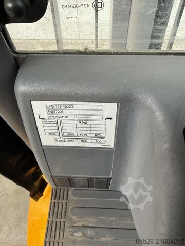Empilhador eléctrico de 3 rodas Jungheinrich EFG 113 SP / 1487 Std. / Gewicht 2950 Kg