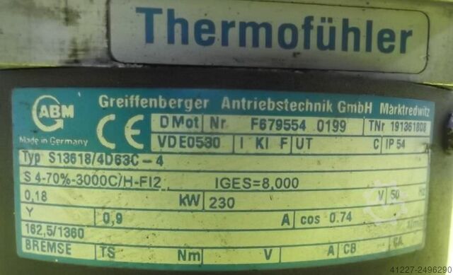 Motorreductor 0,18 kW 162,5 omw/min Greiffenberger S13618/4D63C-4