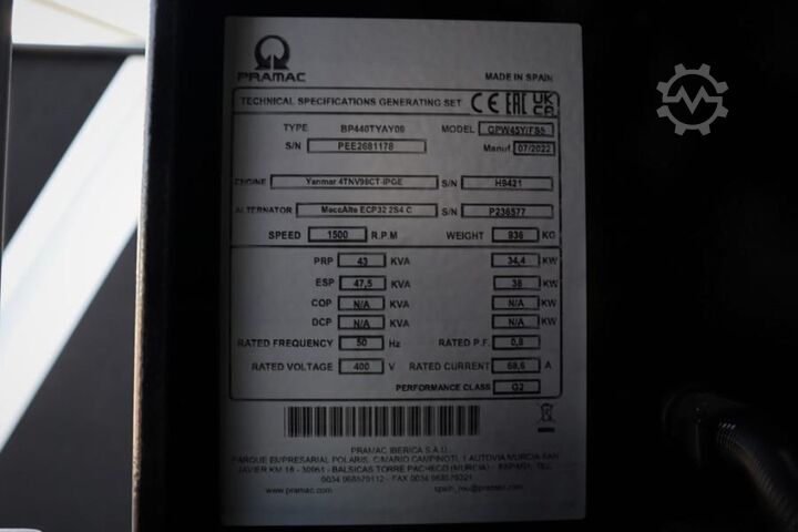 Generator set Pramac GPW45Y/FS5 Valid inspection, *Guarantee! Diesel, 4