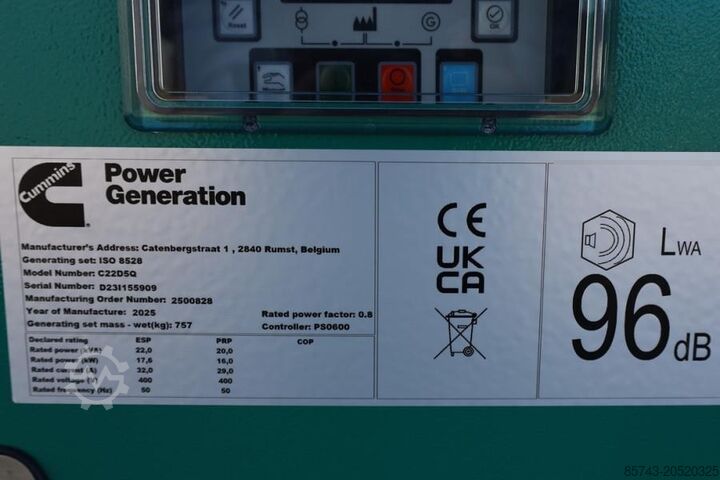 Generator set Cummins C22D5Q Declaration of Conformity, Diesel, 22kVA, A