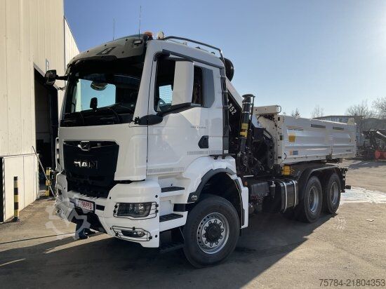 Camion-benne tricar MAN TGS  33.520 6X6 NEU 3-S-KIPPER BORDMATIK HIAB KRAN X-352E HIPRO, MIETKAUF MGL