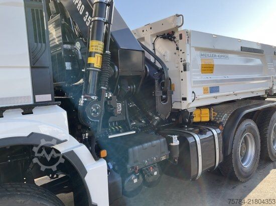 Camion-benne tricar MAN TGS  33.520 6X6 NEU 3-S-KIPPER BORDMATIK HIAB KRAN X-352E HIPRO, MIETKAUF MGL