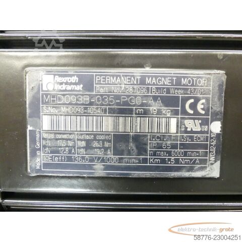řídicí jednotka Rexroth MHD093B-035-PG0-AA 287096 SN09310540 - generalüberh. + 12 Mon. Gewährl.
