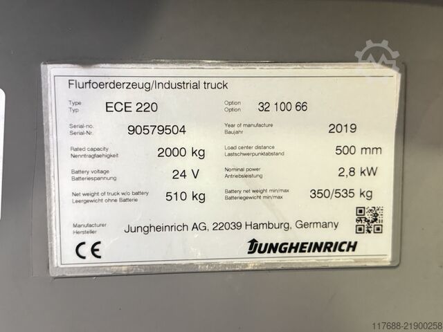 Horisontell orderplockare Jungheinrich ECE 220 - BJ. 2019 - Sonderpreis - 2t