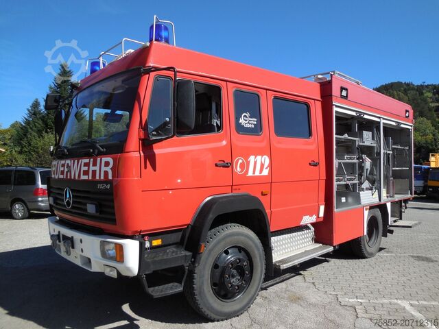 Pompieri/ salvataggio Mercedes-Benz 1124 AF LF 16 Löschfahrzeug Schlauchhaspel Metz Pumpe Feuerwehr