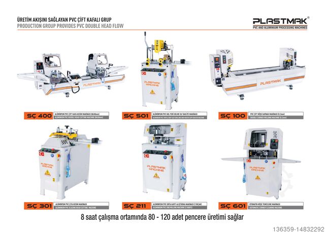 De Dubbele Reeks van de Hoofdmachine van pvc PLASTMAK PVC ALÜMİNYUM İŞLEME MAKİNALARI PVC ÇİFT KAFALI MAKİNE SETİ
