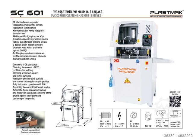 De Dubbele Reeks van de Hoofdmachine van pvc PLASTMAK PVC ALÜMİNYUM İŞLEME MAKİNALARI PVC ÇİFT KAFALI MAKİNE SETİ