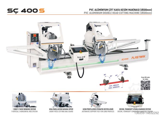 De Dubbele Reeks van de Hoofdmachine van pvc PLASTMAK PVC ALÜMİNYUM İŞLEME MAKİNALARI PVC ÇİFT KAFALI MAKİNE SETİ