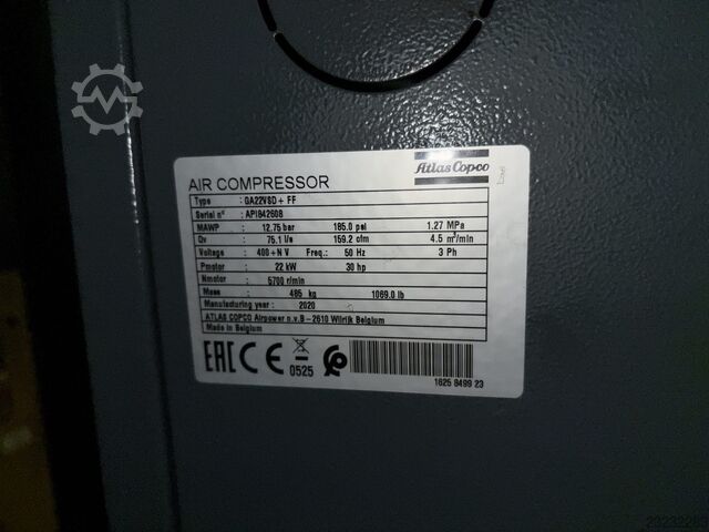 Schraubenkompressor 22 kW, drehzahlgeregelt Atlas Copco GA22VSD+ FF