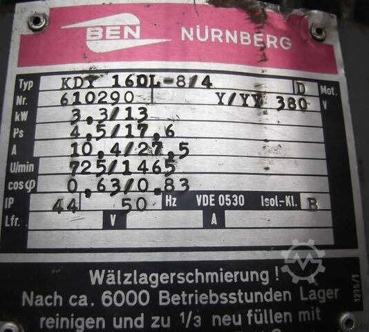 Elektromotor 3,3/13 kW 725/1465 tpm BEN KDY160L-8/4