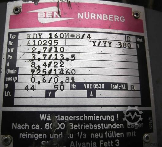 Elektromotor 2,7/10 kW 725/1460 U/min BEN KDY160M-8/4