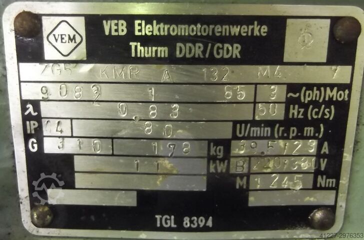 Tandwielmotor 11 kW 80 tpm VEM ZG5-KMRA132M4