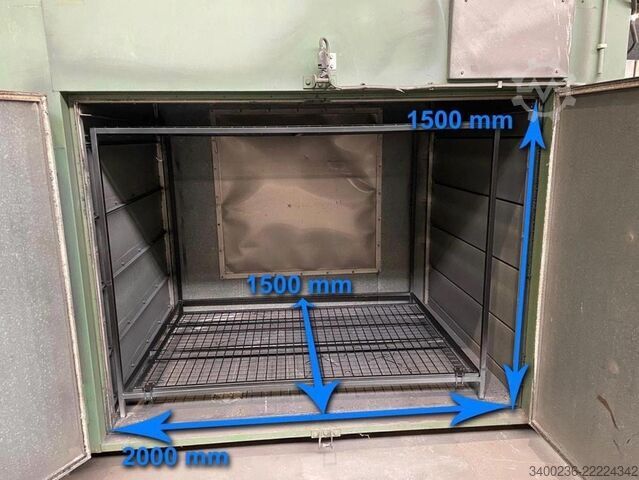 Instalación de recubrimiento en polvo Gema con horno de secado y sistema de extracción. Gema 