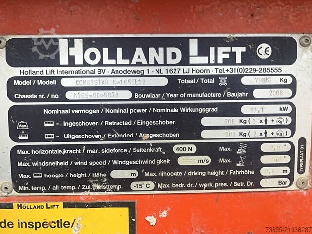 Schaarheftafel Holland-Lift N165-12EL Combistar (16.5 m)