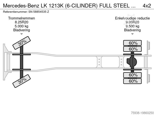Lastplattform Mercedes-Benz LK 1213K (6-CILINDER) FULL STEEL CHASSIS WITH O...