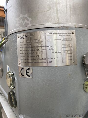 Brugt GEA Westfalia model FSD 1-06-107 rustfri ståldisk-skål centrifuge GEA FSD 1-06-107