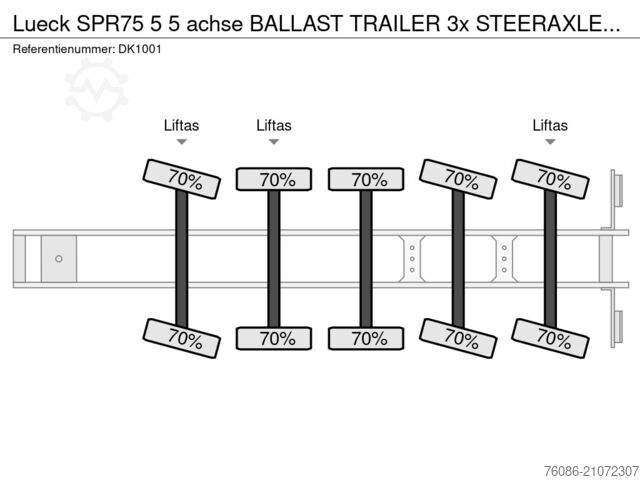 Platte bak Lueck SPR75 5  5 achse BALLAST TRAILER 3x STEERAXLE!!