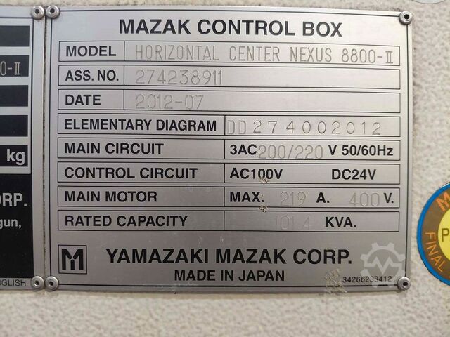 Centro de mecanizado horizontal Mazak HCN 8800 II
