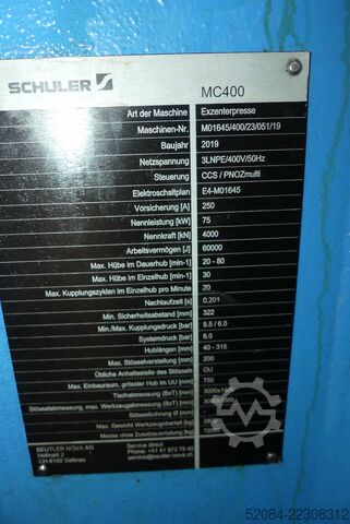SCHULER Presă excentrică MC 400 SCHULER Exzenterpresse MC400