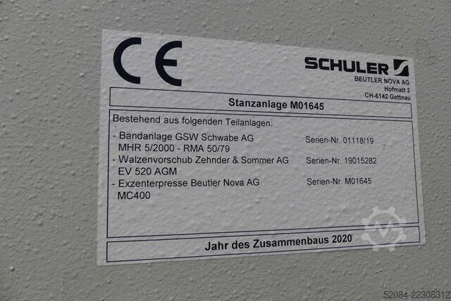 SCHULER Presă excentrică MC 400 SCHULER Exzenterpresse MC400