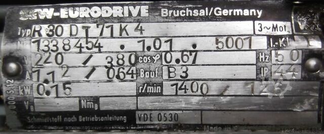 Převodový motor 0,15 kW 126 ot / min SEW-EURODRIVE R30DT71K4