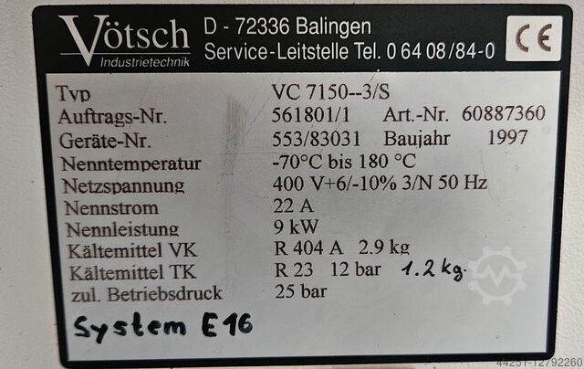Klimatizace Vötsch VC 7150-3/S