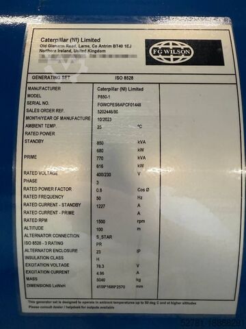 Aggregaat FG Wilson P850-1 - 850 kVA Open Genset - DPX-16024-O