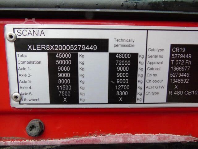 Containertransport (kabelsysteem) Scania R480 +10X2  + VBG CABLE 30TON