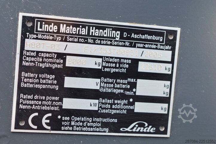 Chariot élévateur Linde H80T-03