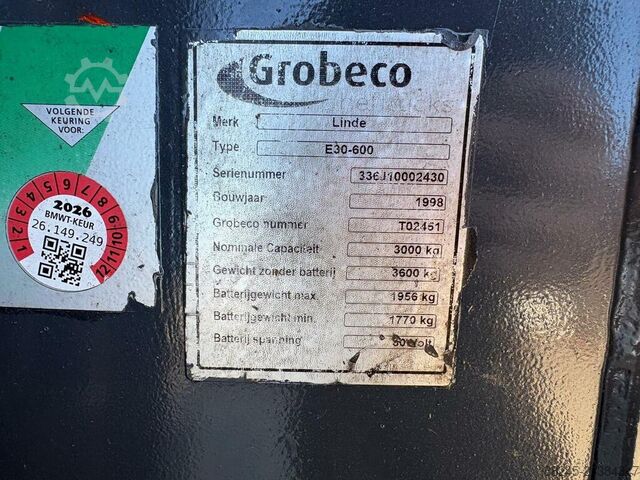 VS-22644 Elektrický triplextový vysokozdvižný vozík Linde E30 LINDE E30