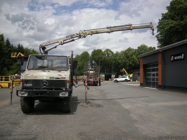 Furgone ribaltabile a tre lati MERCEDES-BENZ Unimog U1250 mit Kran MKG 105