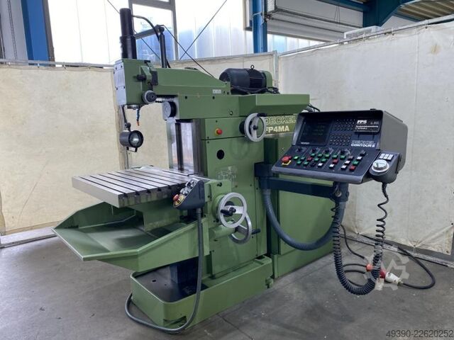 CNC freesmachine, conventionele werktuigenfreesmachine met handwielen en baanbesturing GRUNDIG Contu DECKEL FP 4 MA