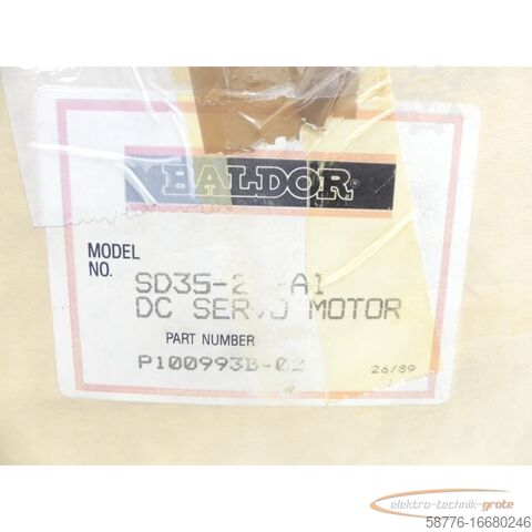 Baldor Motor Baldor SD35-20-A1 DC Servo Motor SN:P100993B ! -