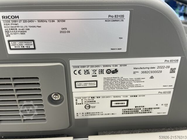 Máquina de impresión digital Ricoh Pro 8310s incl. Finisher SR5110, Vacuum Feed LCIT RT5120