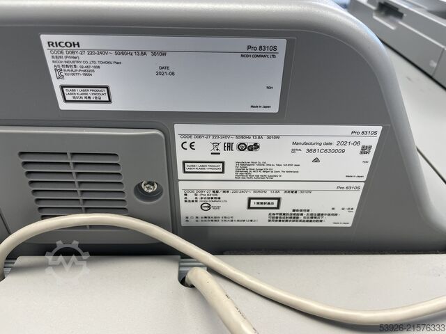 Máquina de impresión digital Ricoh Pro 8300s incl. Finisher SR5110, Vacuum Feed LCIT RT5120