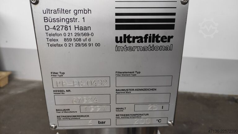 Filtro a candela 3 x 20" Ultrafilter GmbH PF-EG 0432