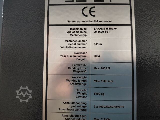 Kantbank Safan H Brake 90 1600 TS1