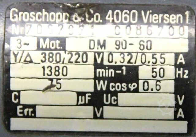 Motor de engrenagem 0,075 kW 2 rpm Groschopp DM90-60