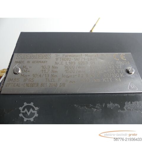 Unidade de controlo Siemens Stator für 1FT6082-1AF71 Motor SN: EL189625301003