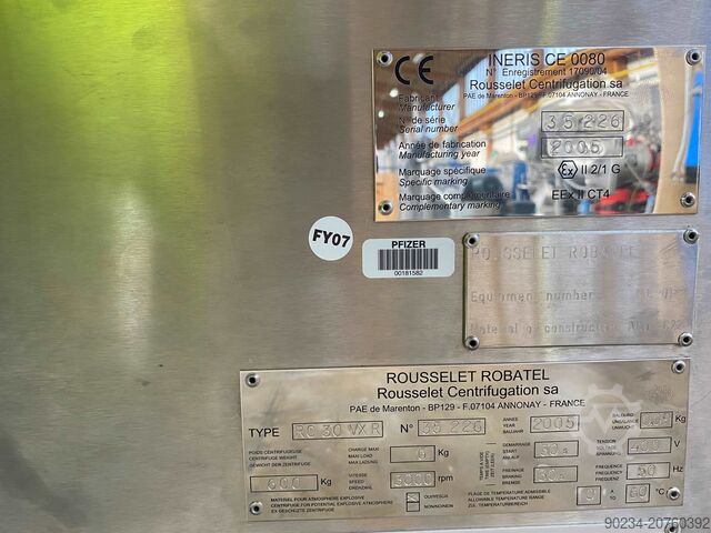 Φυγοκεντρητής καλαθιού Rousselet Robatel RC30VXR Hastelloy C22 ROUSSELET ROBATEL RC30VXR