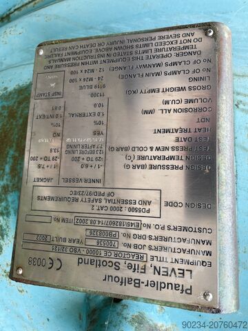 10,000 Litre Pfaudler Model CE10000 Vertical Glass Lined Reactor Pfaudler CE10000