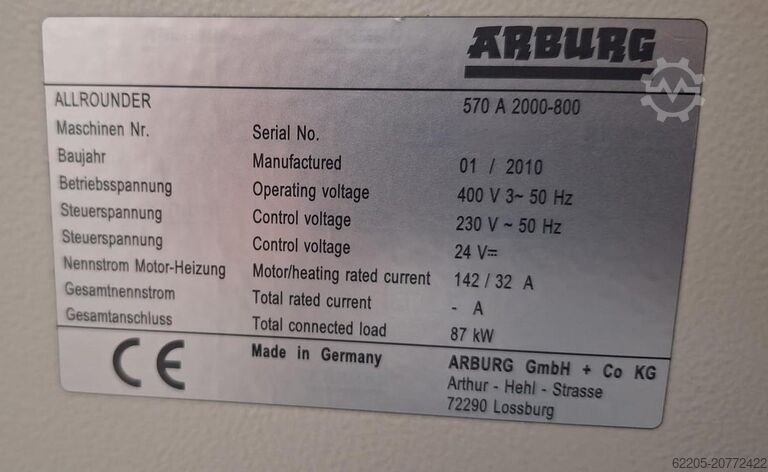 2010 ARBURG 570 A 2000-800 ARBURG 570 A 2000-800